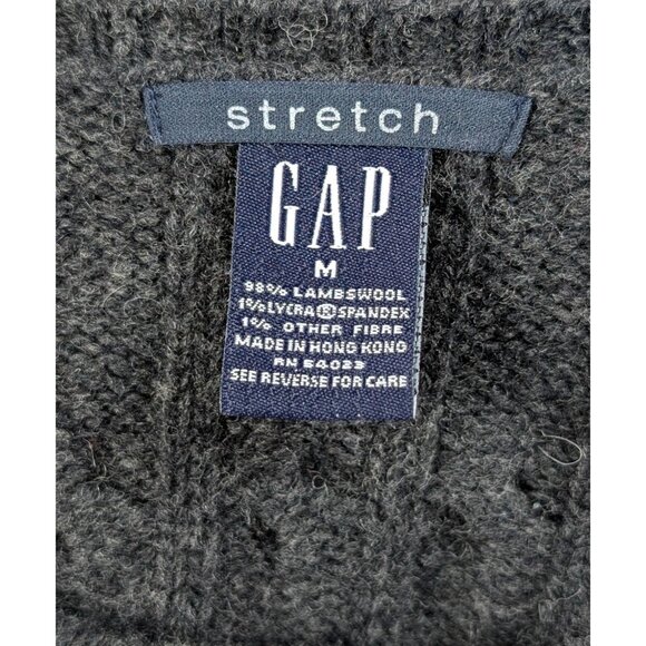 Gap Women’s Size Medium Lambs Wool Blend Gray Cable Knit Pullover Sweater - Picture 3 of 3
